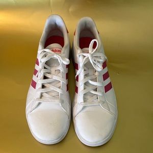 Adidas classic, pink sparkle stripes